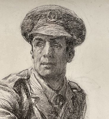 Lot 1008 - *Lucy Kemp-Welch (1869-1958) charcoal sketch for an oil, the First World War hero, The Hon. Captain Elidyr Herbert, with Studio Collection blindstamp lower rig...