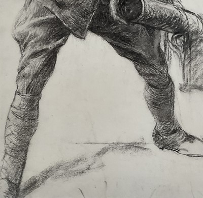 Lot 1008 - *Lucy Kemp-Welch (1869-1958) charcoal sketch for an oil, the First World War hero, The Hon. Captain Elidyr Herbert, with Studio Collection blindstamp lower rig...