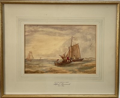 Lot 1381 - Alfred Stannard (1806-1889) watercolour - Off the Norfolk Coast, signed, 19.5cm x 28.5cm, in glazed gilt frame. Provenance: Bonhams, East Anglian View, 6th October 2004, lot 94.