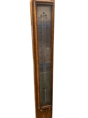 Lot 814 - Victorian stick barometer by Bithray, Royal Exchange, London with silvered dials in oak case