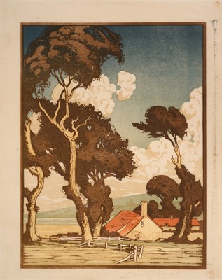 Lot 1189 - Sylvan G. Boxsius (1878-1941) woodcut - Autumn, 41cm x 32.5cm, unframed