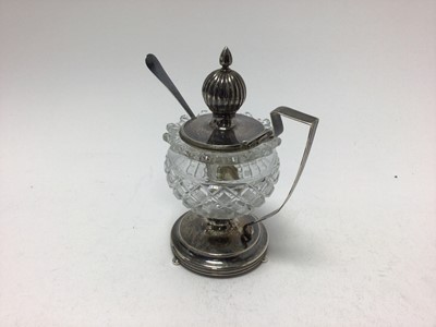 Lot 5215 - Mid 19th century Dutch silver mounted cut glass mustard pot / spice pot with hinged silver cover