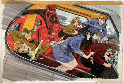 Lot 214 - Group of illustrations for a Detecto detective jigsaw puzzle series, four original artworks on board