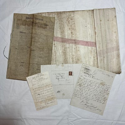 Lot 1203 - Railway interest: Letter from the North London Railway Engineer’s Office, 12 July 1869, signed J Matthews, two letters from the Anglo French Railway Bridge to The Vestry of St Pancras Middlesex,...