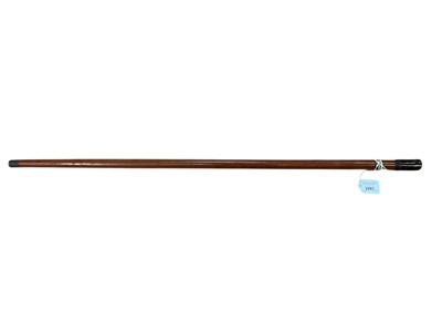 Lot 2993 - Late 19th century gentleman’s “Smokers” walking stick with Malacca shaft and Cherrywood handle pipe bowl, unscrewing to reveal a burr wood and white metal pipe stem with Amber mouthpie...