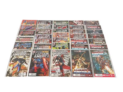 Lot 2886 - One box of modern Marvel Comics to include Captain America, Sam Wilson Captain America, Captain Britain and Captain Marvel. Mostly bagged and boarded. Approximately 195 comics.