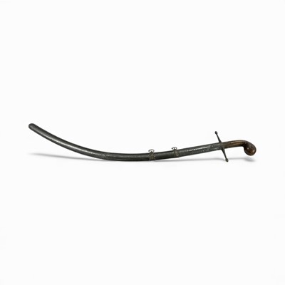 Lot 860 - Good quality 19th century Ottoman Shamshir sword with silver mounted scabbard