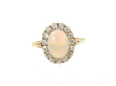 Lot 490 - Victorian opal and diamond cluster ring