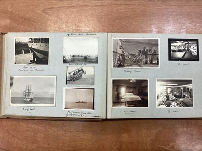 Lot 1239 - Album of postcards and photographs with Naval interest including Aden 1901 -1914, Alexandria 1915 - 1916, Cario etc. Local people activities, life on board ship, views etc.