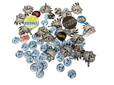Lot 3104 - Badges selection including Sex Pistols, Adam and the Ants, Zappa etc