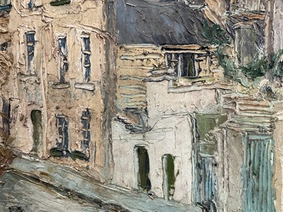 Lot 39 - George Hann (1900-1979) oil on board, street corner, signed, 34cm x 44cm, framed
