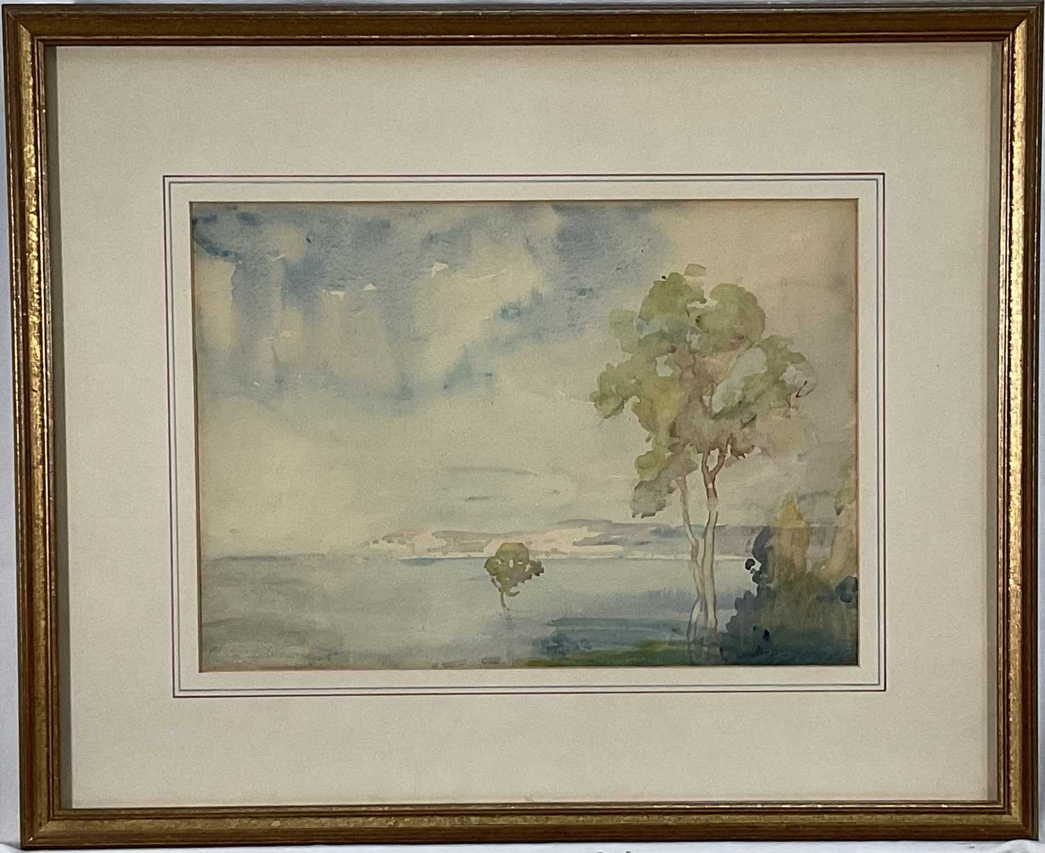 Lot 20 - Continental school, 20th century watercolour, across the bay, indistinctly signed lower left, 25cm x 34.5cm, glazed frame