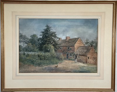 Lot 44 - English School, 20th century watercolour, children beside cottages, 34cm x 49cm, and another watercolour (2)
