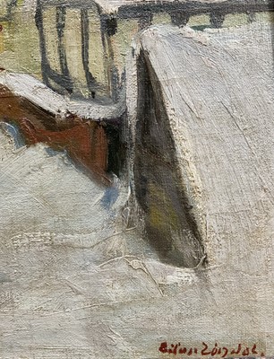 Lot 9 - Eastern European School, 20th century, Winter, indistinctly signed, 49cm x 65cm, framed
