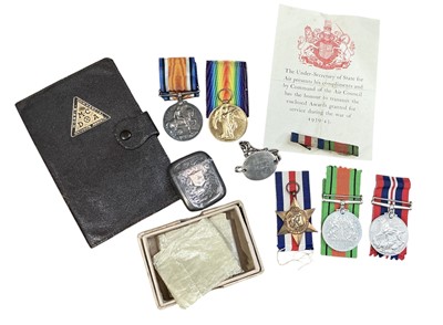 Lot 704 - First World War pair comprising War and Victory medals named to 1720 PTE. T. H. Downes. S. Staff. R., together with a silver identity bracelet, a Second World War medal group.