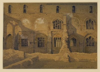Lot 1124 - *Gerard Stamp (b. 1955) watercolour - Binham Priory, Norfolk, signed and dated 1993, 21cm x 30cm, glazed frame, with exhibition materials
