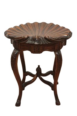 Lot 1291 - Victorian-style mahogany grotto stool with scallop shell shaped seat on carved cabriole legs