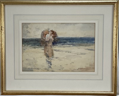 Lot 176 - Victor Noble Rainbird (1887-1936) watercolour, The Seaweed Gatherer, signed and dated 1919, 21cm x 31cm, glazed frame