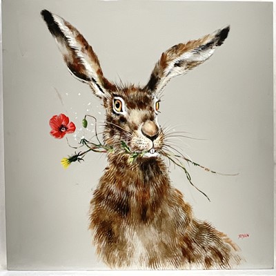 Lot 202 - John Ryan, acrylic, A March Hare, signed, 48cm x 48cm, unframed