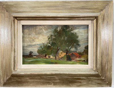 Lot 216 - Impressionist oil on canvas, laid onto board, landscape, 11 x 19cm, framed