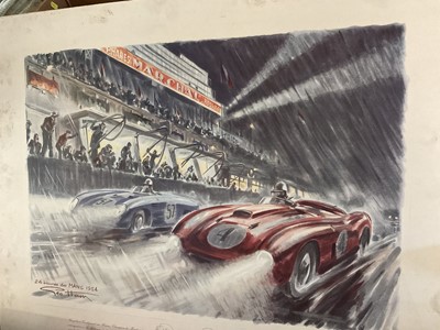 Lot 150 - George Ham (1900-1972) lithograph, 24 Heures du Mans 1954, image 39 x 54, unframed