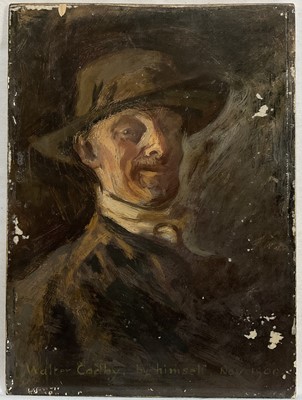 Lot 1378 - Walter Frederick Cadby (1857-1938) oil on board, self portrait, “Walter Cadby, by himself, Nov 1906”