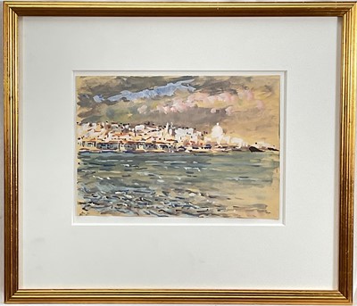 Lot 1125 - Manner of Edward Seago (1910-1974) watercolour and bodycolour - Valletta Malta, 18cm x 26cm, glazed gilt frame