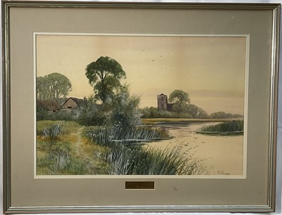Lot 172 - Frederick Gordon Frazer (1879 - 1931) watercolour, On the River Arun near Bury, signed, i36 x 56cm, in glazed frame.