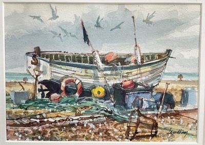 Lot 1180 - *Ian Hay (b. 1940) watercolour, ‘Aldeburgh Study’, signed, 16cm x 22cm, glazed frame