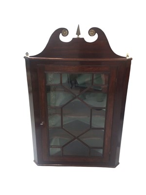 Lot 5386 - George III mahogany glazed corner wall cupboard