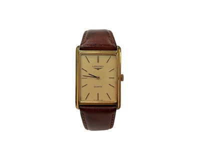 Lot 36 - Longines tank style quartz wristwatch