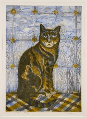 Lot 1115 - *Richard Bawden (1936-2024) limited edition etching, ‘Kitty’, signed in pencil, 17/85, 56.5cm x 40cm, glazed frame