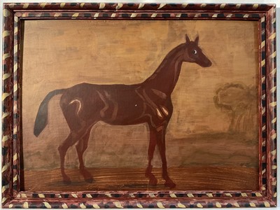 Lot 179 - Oil on board, Bay hunter, 26 x 36cm, in a painted frame.