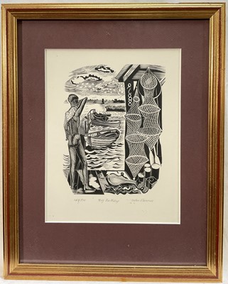 Lot 155 - John O'Connor (1913-2004) limited addition woodcut, Boy Bathing, signed and numbered 143/500. 22 x 17cm, in glazed frame.