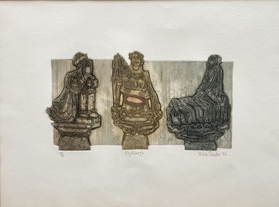 Lot 147 - Valerie Thornton (1931-1991) Limited addition etching, Blythburgh, signed and dated 1982, 36.5 x 50cm, in glazed frame.
