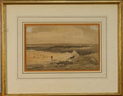 Lot 177 - Francis Louis Francia (1772-1839), watercolour - A Figure on the Sea Shore, 16cm x 25cm, in glazed gilt frame