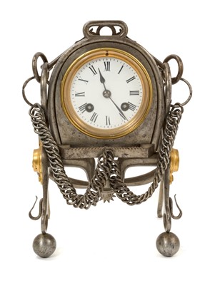 Lot 659 - Late 19th century French novelty military stirrup-style clock