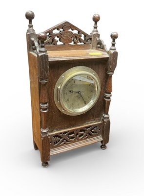 Lot 90 - Smiths car clock in oak case, the case 30cm in overall height.