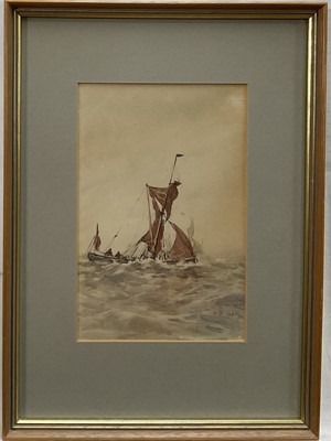 Lot 148 - Arthur Briscoe (1873-1943) Watercolour, Thames Barge, signed and dated ‘14, 24 x 15cm, in glazed frame.