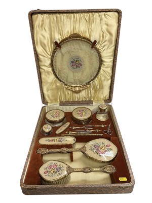 Lot 2569 - 1950s dressing table set in original fitted case