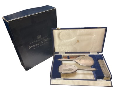Lot 66 - 1970s Mappin & Webb silver four piece dressing table set