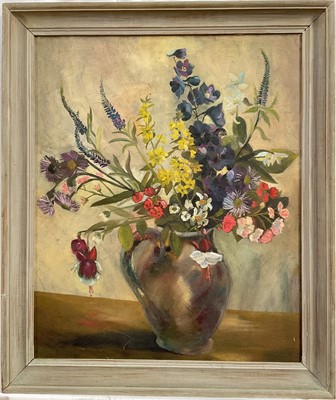 Lot 116 - English School, mid 20th century, Summer Flowers, titled verso, unsigned , 61 x 50cm, framed.