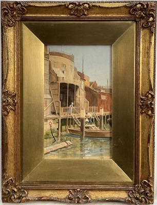 Lot 145 - Arthur Vernon Godbold (late 19th / early 20th century) oil on panel, The Harbour Master, Limehouse