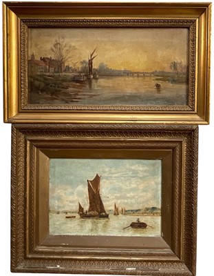 Lot 146 - Late Victorian oil on canvas river scene and a similar oil