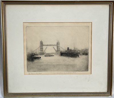 Lot 16 - Walter Edwin Law (1865-1942) etching - Tower Bridge
