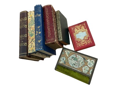 Lot 1321 - Decorative bindings including book bound in Chinese textiles, also Stories from Dante, illustrated by Evelyn Paul, first American edition of Somerset Maugham - Theatre