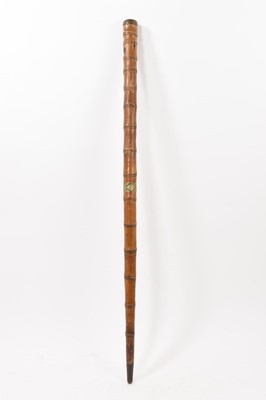 Lot 743 - Victorian novelty telescope walking stick, the tapered bamboo stick, engraved to the removable cap converting to a telescope, 90cm long