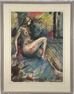 Lot 66 - *Rowland Suddaby (1912-1973) mixed media, Nude study, 54cm x 40cm, glazed frame