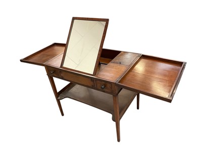 Lot 5314 - George III mahogany dressing table with fold over top enclosing mirror and tier below