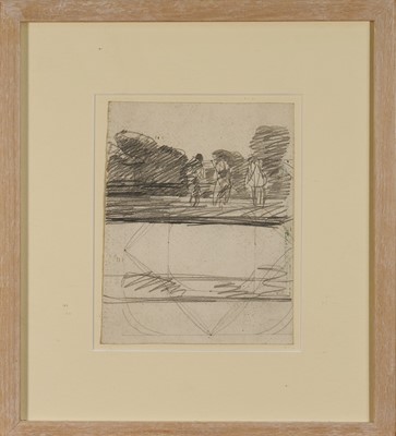 Lot 1049 - Harry Becker (1865-1928) graphite on paper, Three Field Workers, 22cm x 16.5cm, in glazed frame